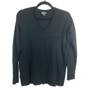 Eddie Bauer Black V Neck Long Sleeve Cotton Sweater Small